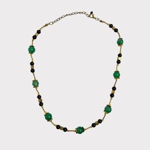 Green Onyx & Gold Beaded Necklace 20 in‎